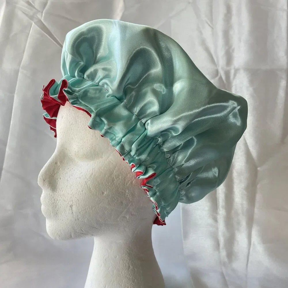 Large Satin bonnet for Curly Hair, Double Layer Reversible Silk Hair Sleep Cap